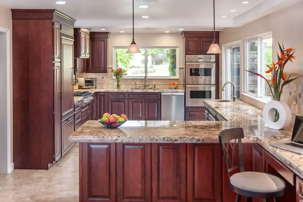 How To Lighten Up A Kitchen With Cherry Cabinets