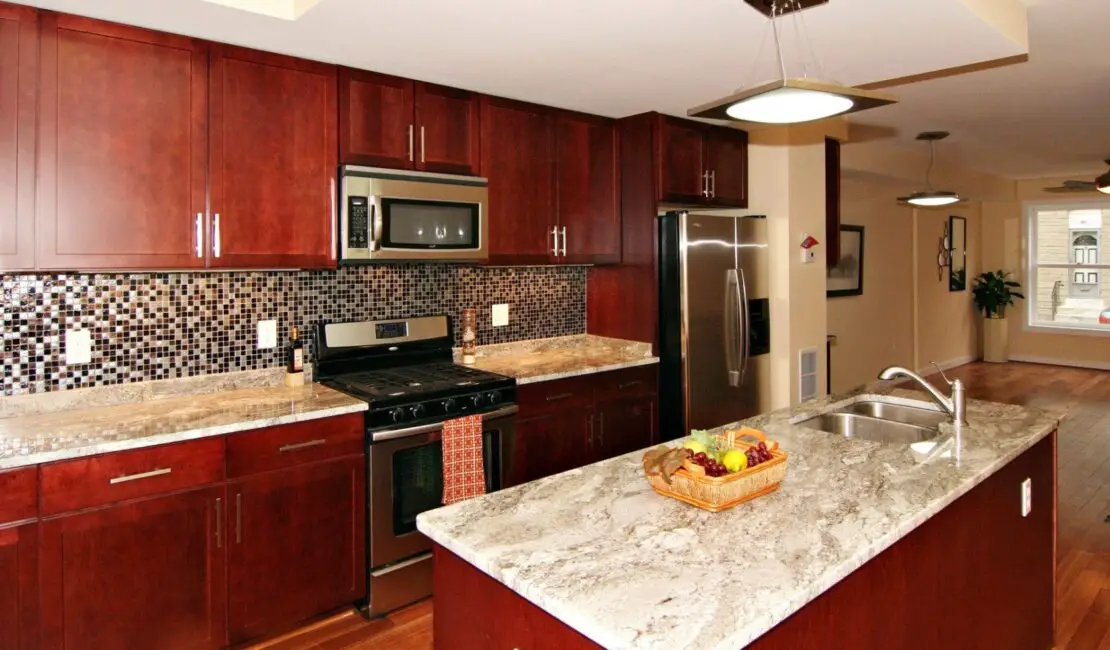 How To Lighten Up A Kitchen With Cherry Cabinets