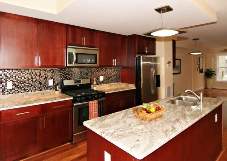 How To Lighten Up A Kitchen With Cherry Cabinets