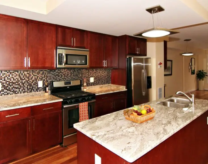 How To Lighten Up A Kitchen With Cherry Cabinets