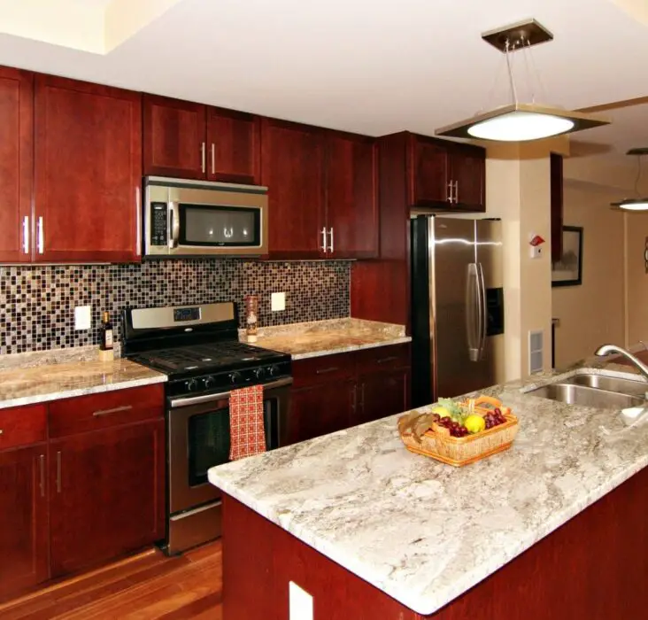 How To Lighten Up A Kitchen With Cherry Cabinets